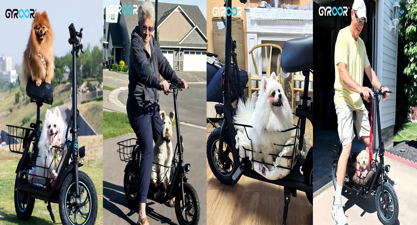 Gyroor Electric Scooter with Basket for Pet, 3 Riding Modes Foldable Electric Scooter for Adults - up to 20 Miles 18.6MPH