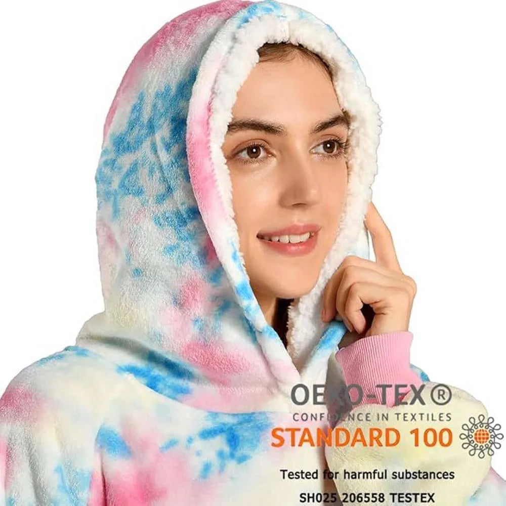 Wearable Blanket Hoodie, Oversized Sherpa Hooded for Women and Men, Cozy Sweatshirt with Giant Pocket