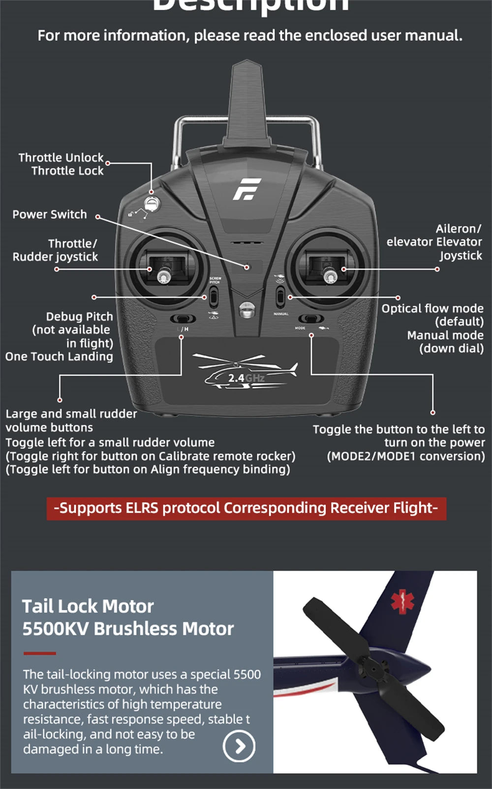 Eachine E186 Bell-206 2.4G 6CH 1/27 Scale Dual Brushless Motor Altitude Hold Optical Flow Positioning intelligent RC Helicopter