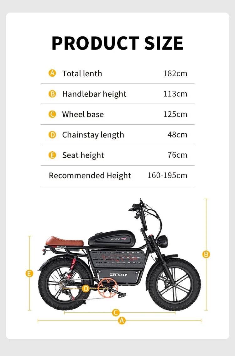 HAHOO H20 20 inches adult electric mountain bike 1000W brushless motor 48V 60Ah ebike dual suspension off road tyre bicycle