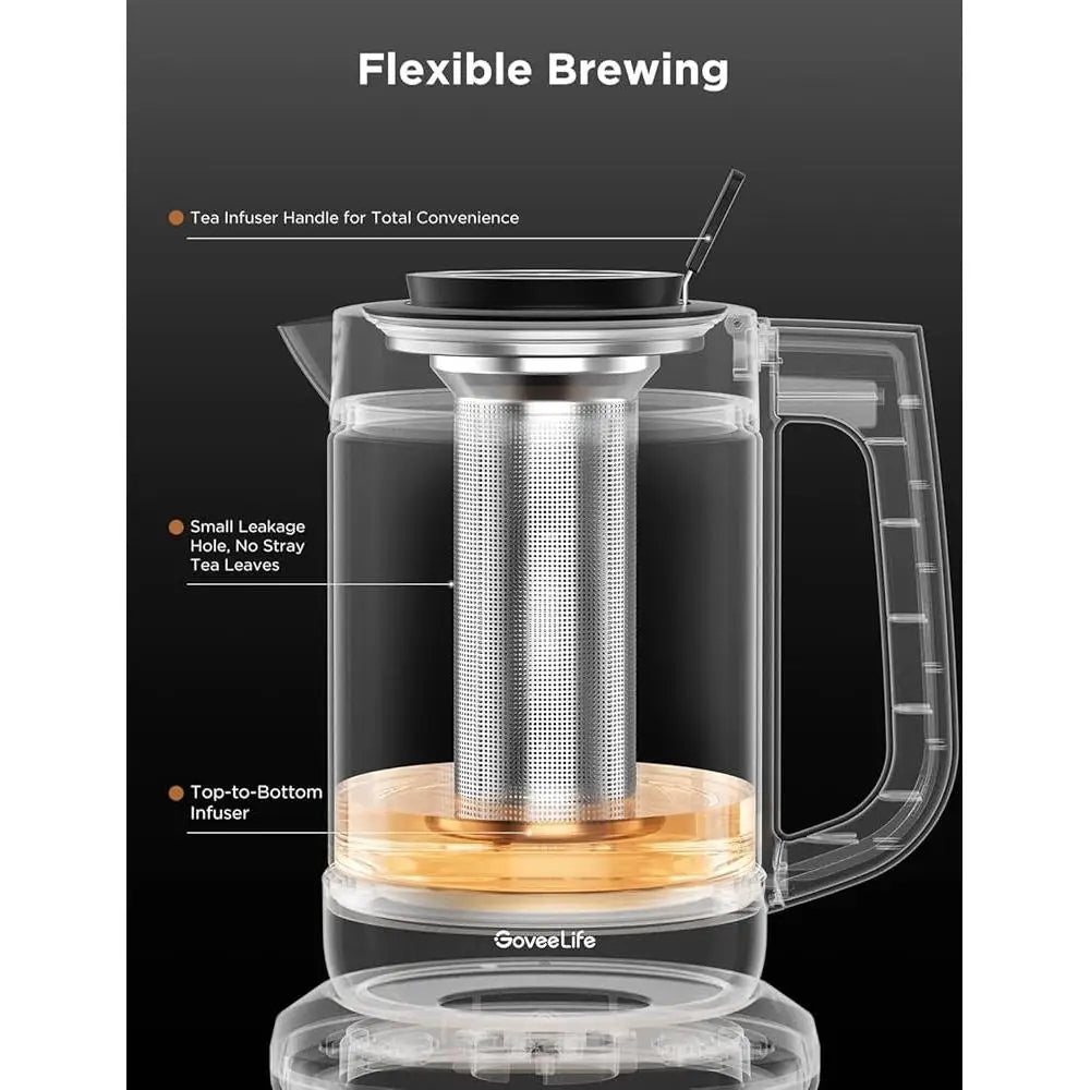 Smart Electric Kettle with Tea Infuser Variable Temperature Control Digital Display Voice Control Auto Shut Off BPA Free 1.7L