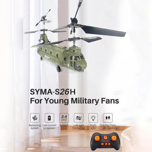 Remote Control Helicopter, 2.4G 3CH Dual Propellers Fixed Height Simulation Remote Control Military Transport Helicopter
