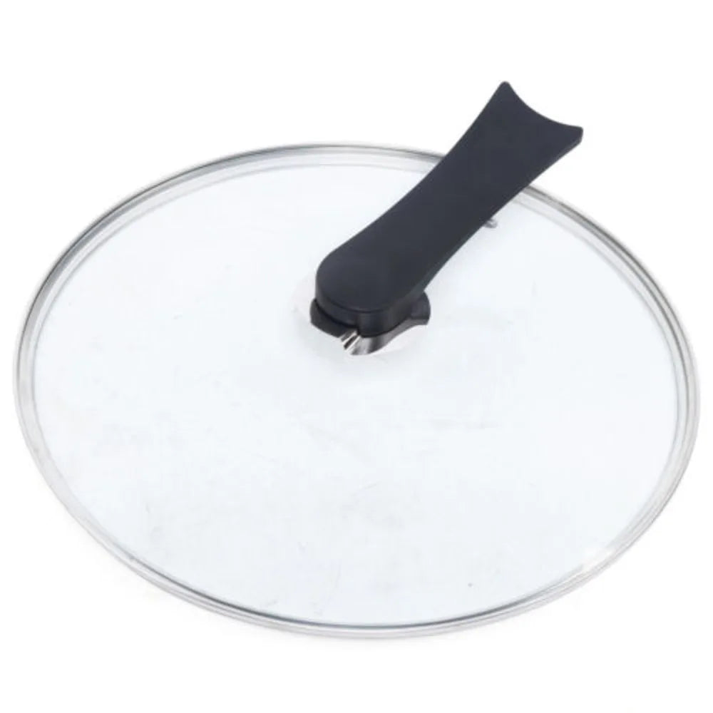 Bymaocar 34cm Cooking Wok Stainless Steel Kitchen Frying Pan with Non-stick Coated & Glass  Lid for Gas Stove & Induction Cooker