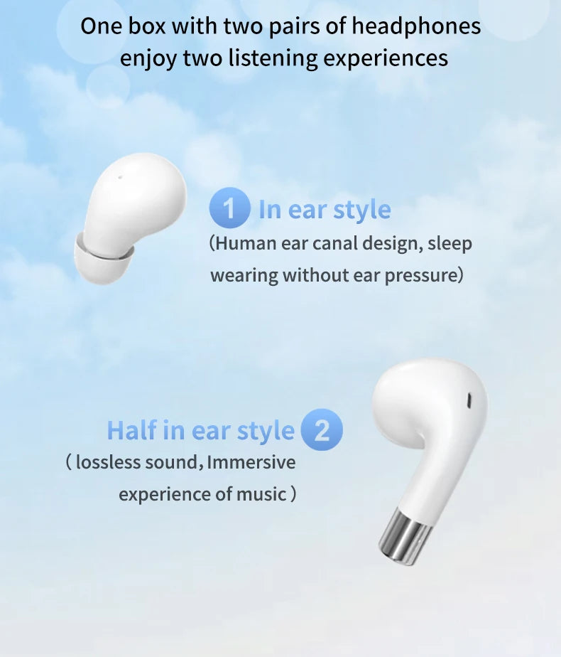 Dual Set Wireless Bluetooth Earbuds Gaming Music Sports HD Audio TWS Headphone Hands-Free Calls Intuitive Touch Control Earphone
