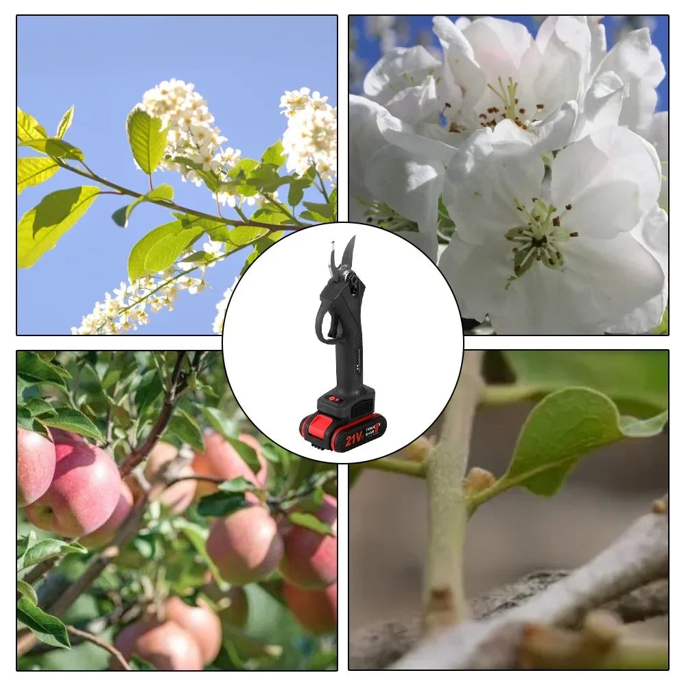 21V 50w Cordless Electric Branch Scissors 35mm Pruning Shear 2*7500mA Lithium Rechargeable Garden Cutter Tool Fruit Tree Trimmer