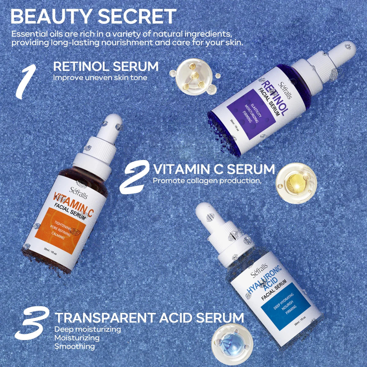 Séfralls Hyaluronic Acid VC Essence Set 30ml 3pcs Serum