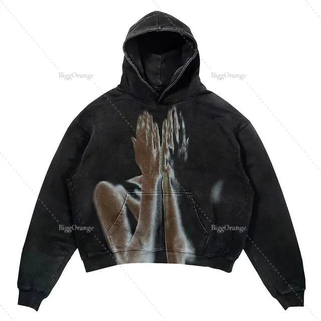 Harajuku Oversized Letter Printing Hoodie Streetwear Sweatshirt Y2k Tops Gothic Clothes Grunge Hoodies Women Men Clothing