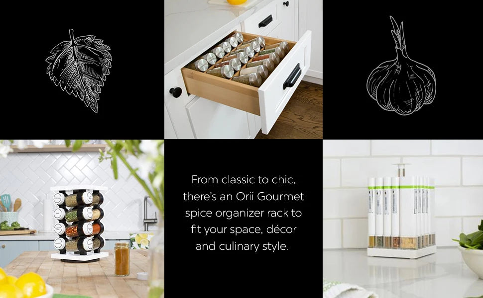 Jar Spice Rack with Spices Included - Revolving Tower Organizer for Kitchen Spices and Seasonings, (Stainless Steel)