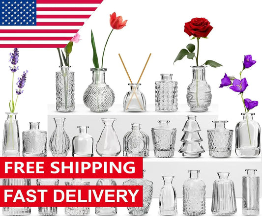 Bud Vases in Bulk Clear Glass Vases for Flower 24 Pack Vintage Small Vase for Centerpiece Table Wedding Decorations Home