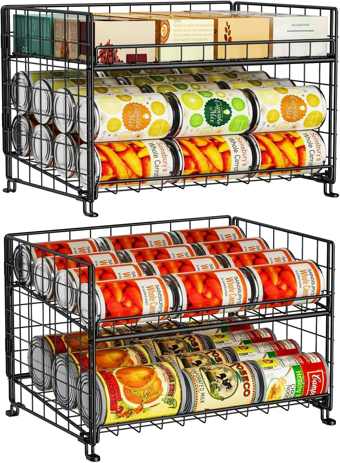 2-Pack Stackable Can Rack Organizer, Can Storage for Kitchen Pantry Cabinet, Can Holders for Food