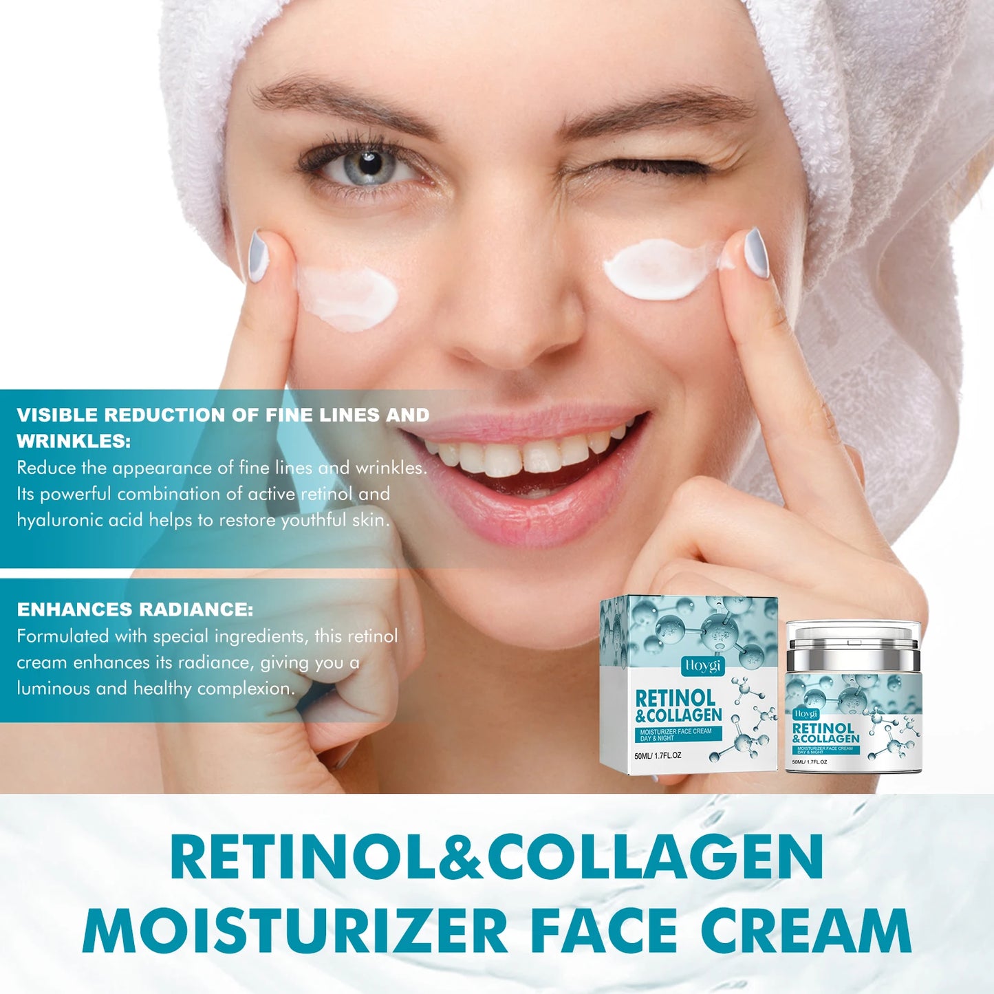 Anti Aging Retinol Collagen Day Night Moisturizer Face Cream Moist Hydrating Brightening Elastic Firming Smoothing Facial Cream