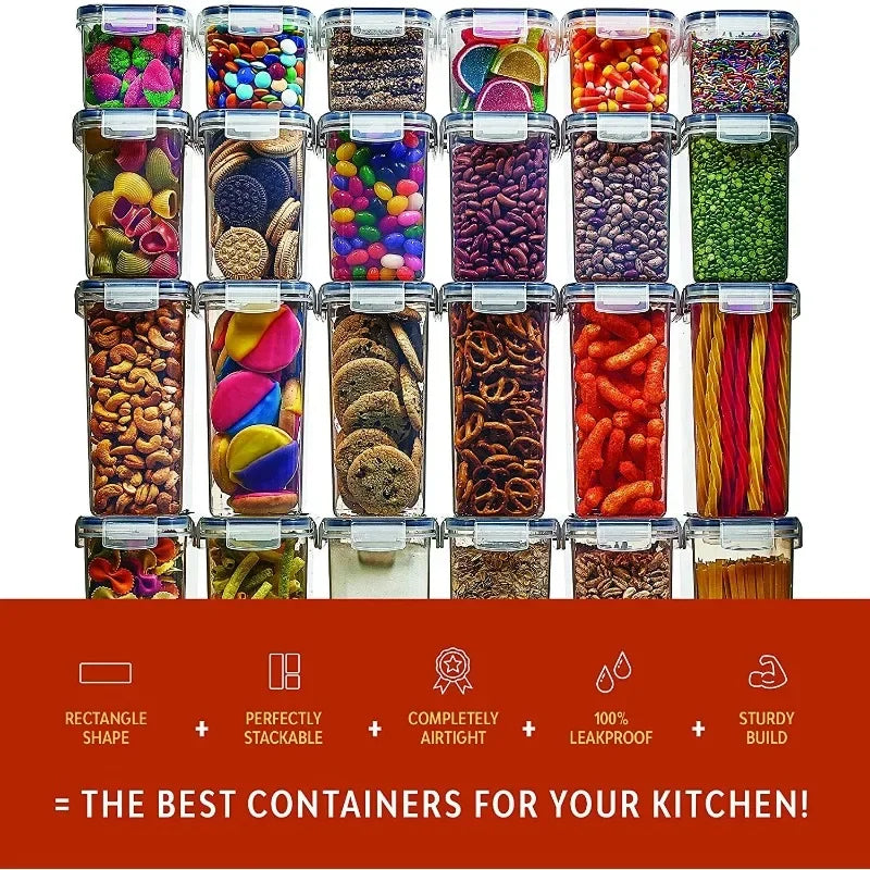 60 Pack Airtight Food Storage Containers for Kitchen Pantry Organization