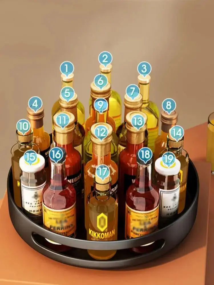 Rotating Storage Rack,Rotating Spice Rack, Kitchen Countertop Organizer,Round Metal Turntable Organizer For Cabinet Kitchen