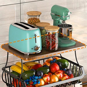 Fruit Vegetable Basket for Kitchen,  Stackable Fruit Vegetable Storage Baskets with Wheels, Metal Wire Storage Basket