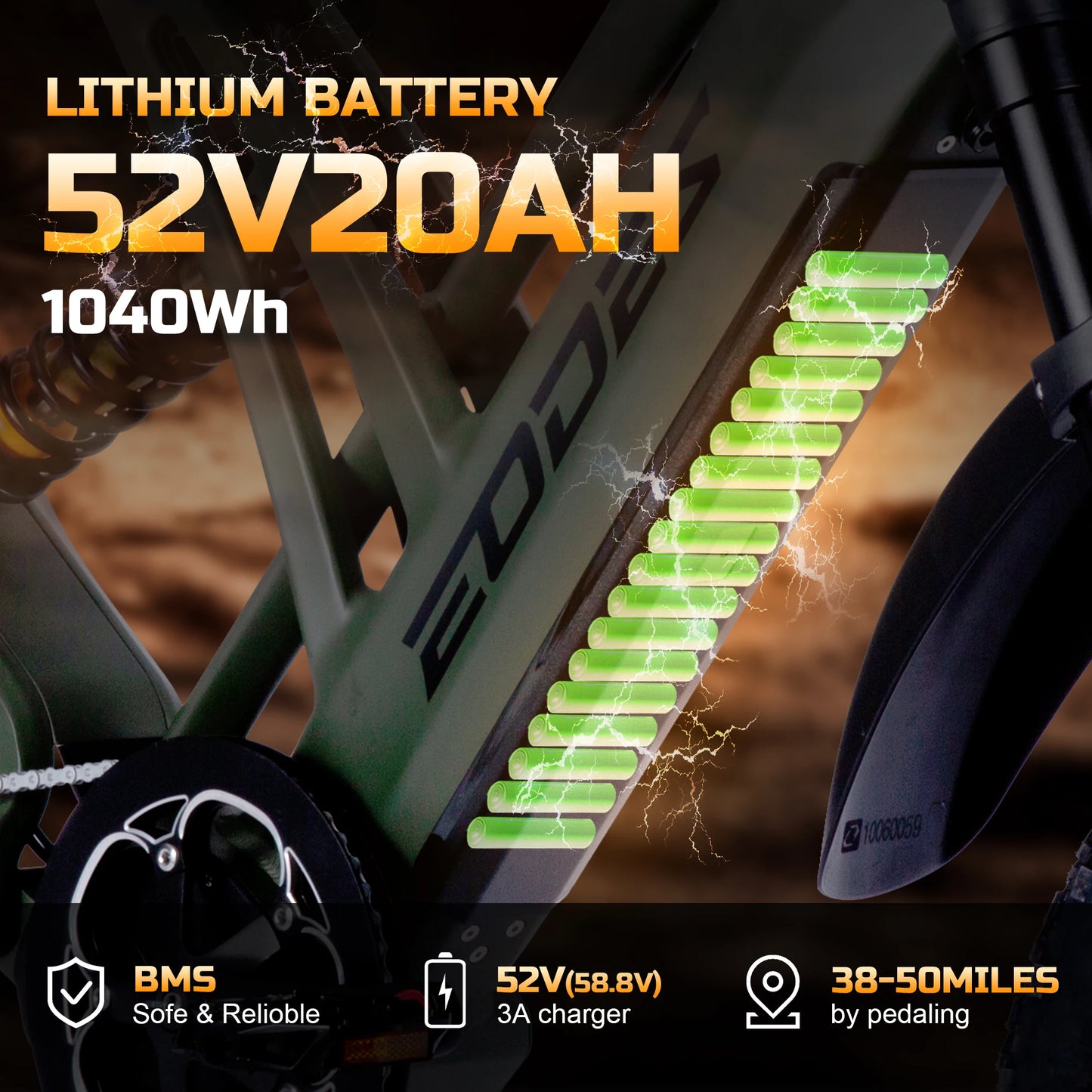 Off road adult electric bicycle 100000 52V 32 km/h range 120KM front shock absorber dual oil disc electric off-road bicycle