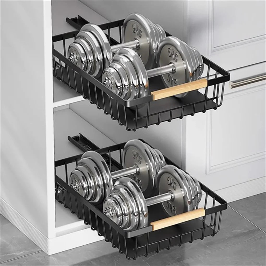 Pull Out Cabinet Organizer, Metal Slide Out Drawers for Cabinets, Sliding Drawers Adhesive Nano Film Roll out Shelf for Kitchen