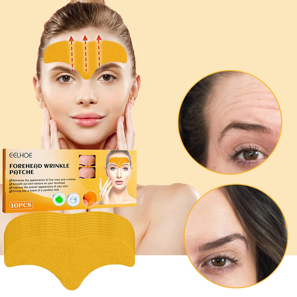 100-10pcs Collagen Forehead Wrinkle Patch Face Mask Head Lines Remover Masks Lifting Anti-Aging Stickers Skin Care Beauty