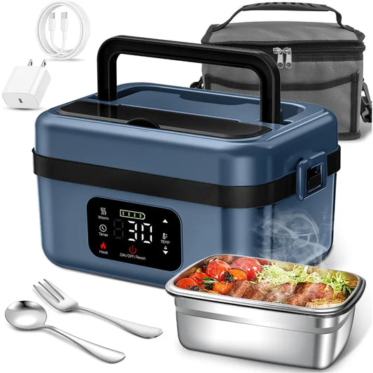 Cordless Electric Lunch Box - Battery Powered to Heat Food,with Reservation and Insulation Functions, Automatic Heated Lunch Box