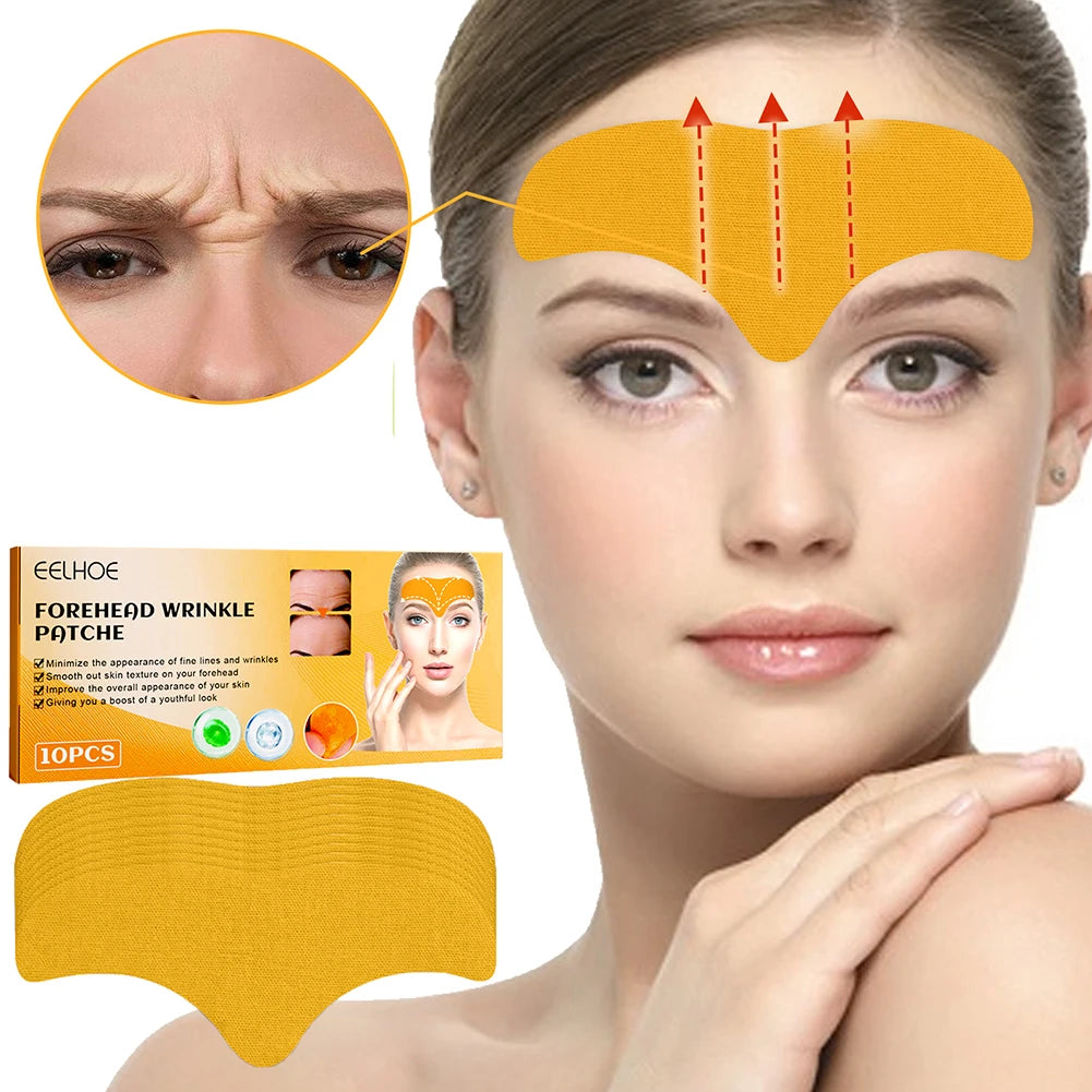 100-10pcs Collagen Forehead Wrinkle Patch Face Mask Head Lines Remover Masks Lifting Anti-Aging Stickers Skin Care Beauty