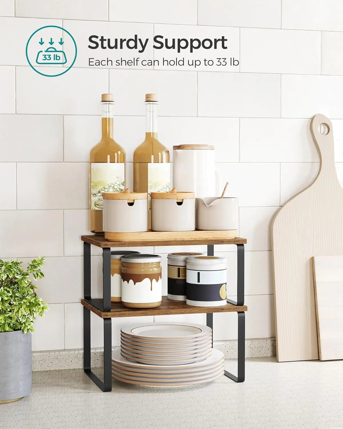 Cabinet Organizer Shelf, Set of 4 Kitchen Counter Shelves, Kitchen Storage