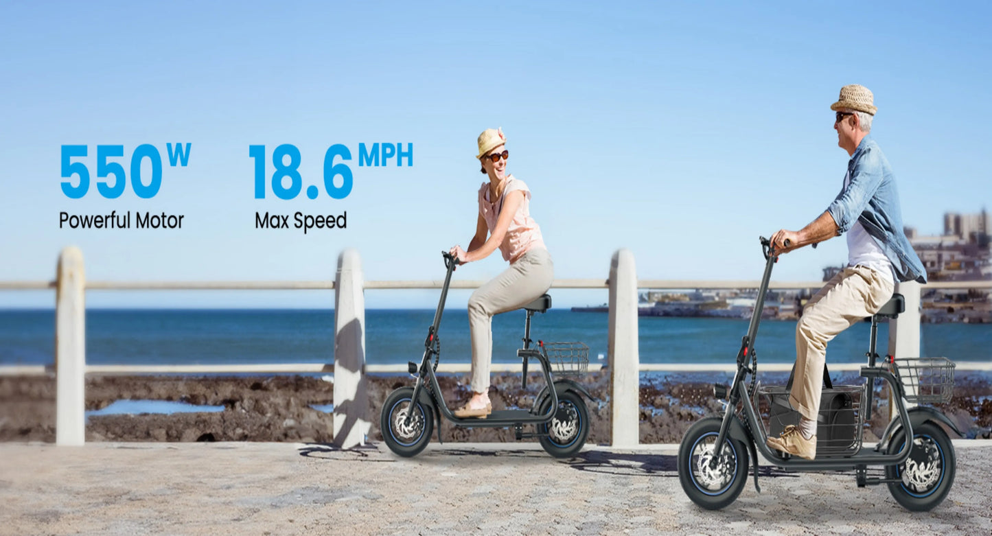 Gyroor Electric Scooter with Basket for Pet, 3 Riding Modes Foldable Electric Scooter for Adults - up to 20 Miles 18.6MPH