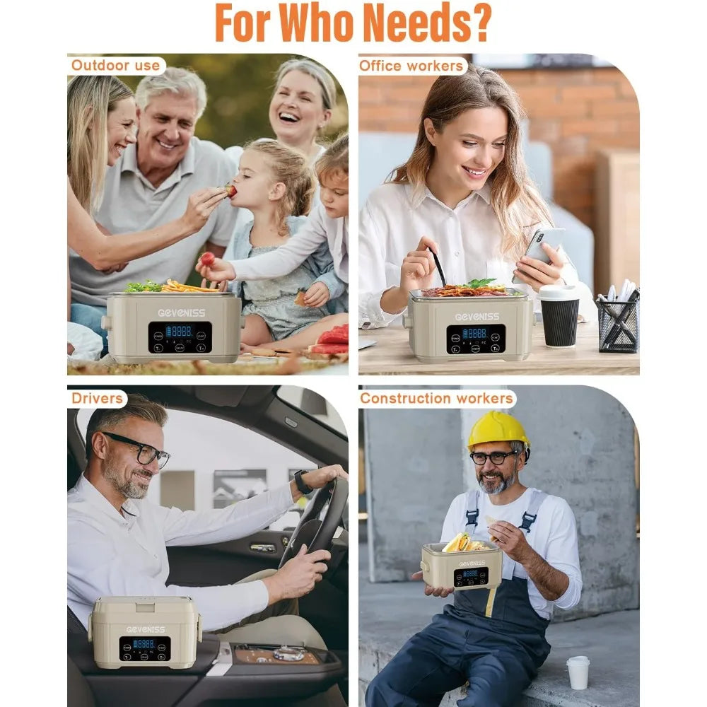 Cordless Electric Lunch Box for Adults,Heated Lunch Box with 1100ML SS Container,with Leakproof Lid, Fast Heating Up to 220°F