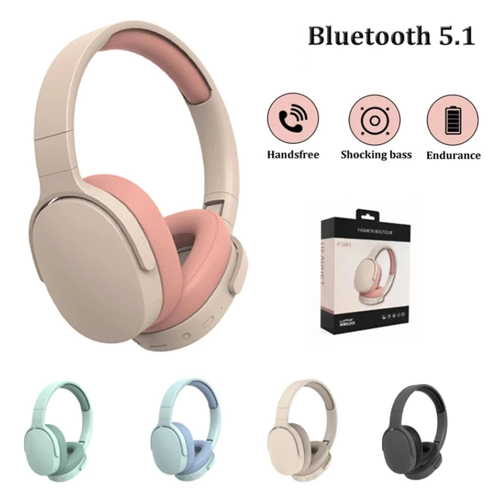 Wireless Headphones Bluetooth-compatible Headset Stereo Hifi Subwoofer Gaming Headphones TF/AUX Music Player With Microphone