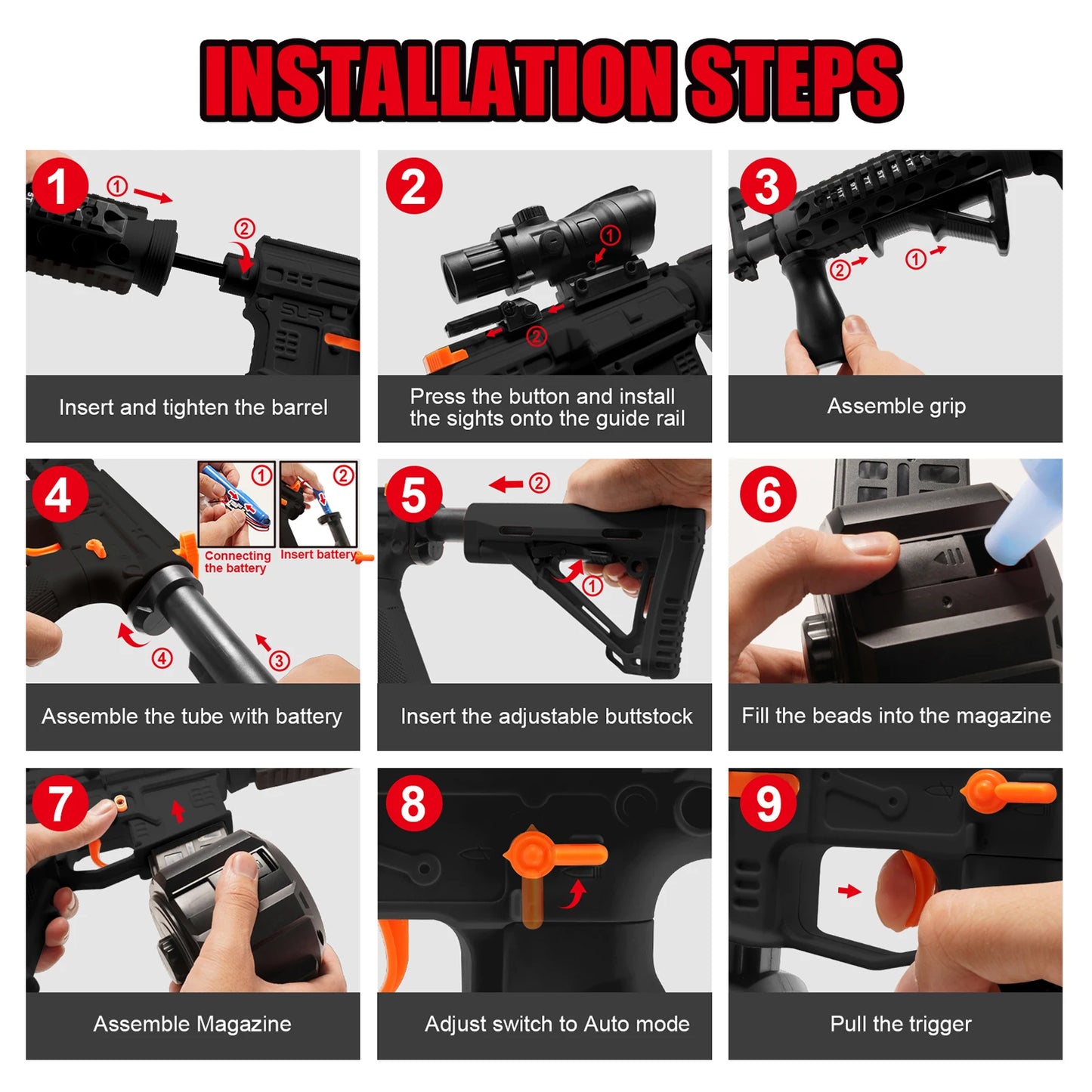 High Speed M4A1 Electric Gel Balls Gun Toys,Automatic&Manual Dual Modes Water Bullets Blaster,Upgraded Water Bead Splatter Toys