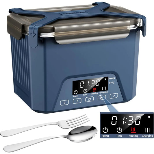Cordless Electric Lunch Box, 1.2L Self Heating Lunch Box Battery Powered with Automatic Heating, BPA Free, Meal Prep Friendly