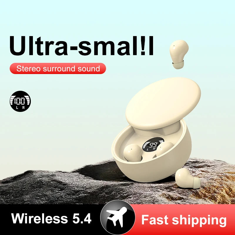 Wireless Bluetooth sleeping Headphones Noise canceling earbuds Hidden Headset Mini Invisible Earphones With Mic Sport Waterproof