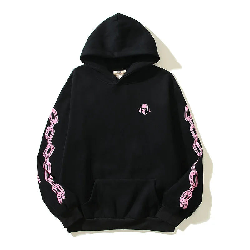 Gothic Hip Hop Rock Letter Graffiti Graphic Print Loose Hoodie Y2k Oversized Vintage Men Hooded Sweatshirt Women Cotton Pullover