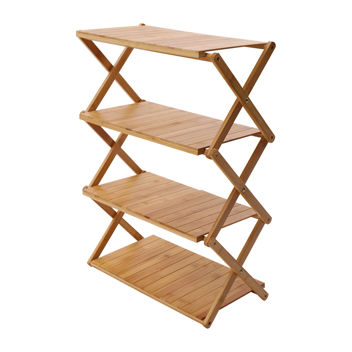 4-Tier Foldable Outdoor Picnic Table, Portable Bamboo Outdoor Shelf for Outdoor Kitchen, RV for Picnic, BBQ (One Second Expand)
