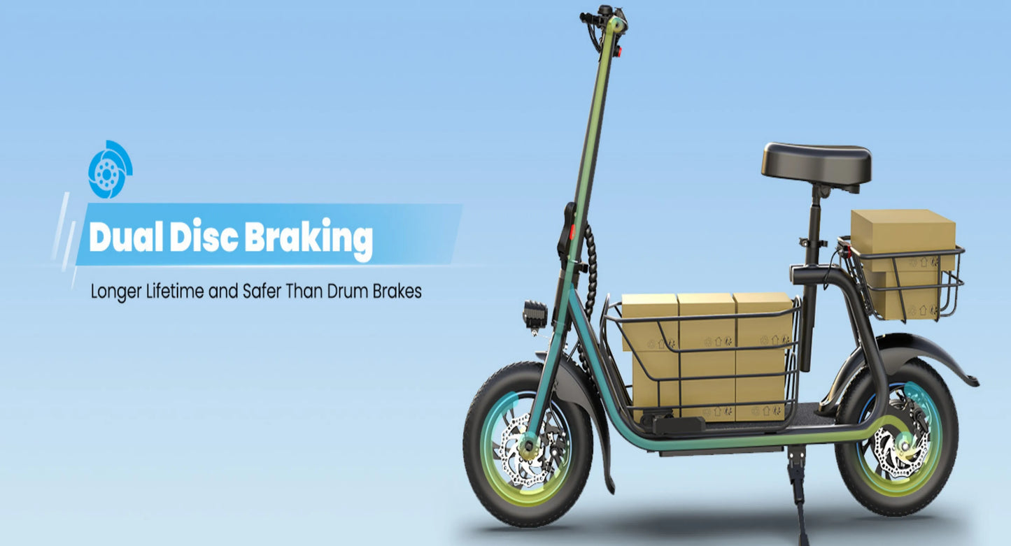 Gyroor Electric Scooter with Basket for Pet, 3 Riding Modes Foldable Electric Scooter for Adults - up to 20 Miles 18.6MPH