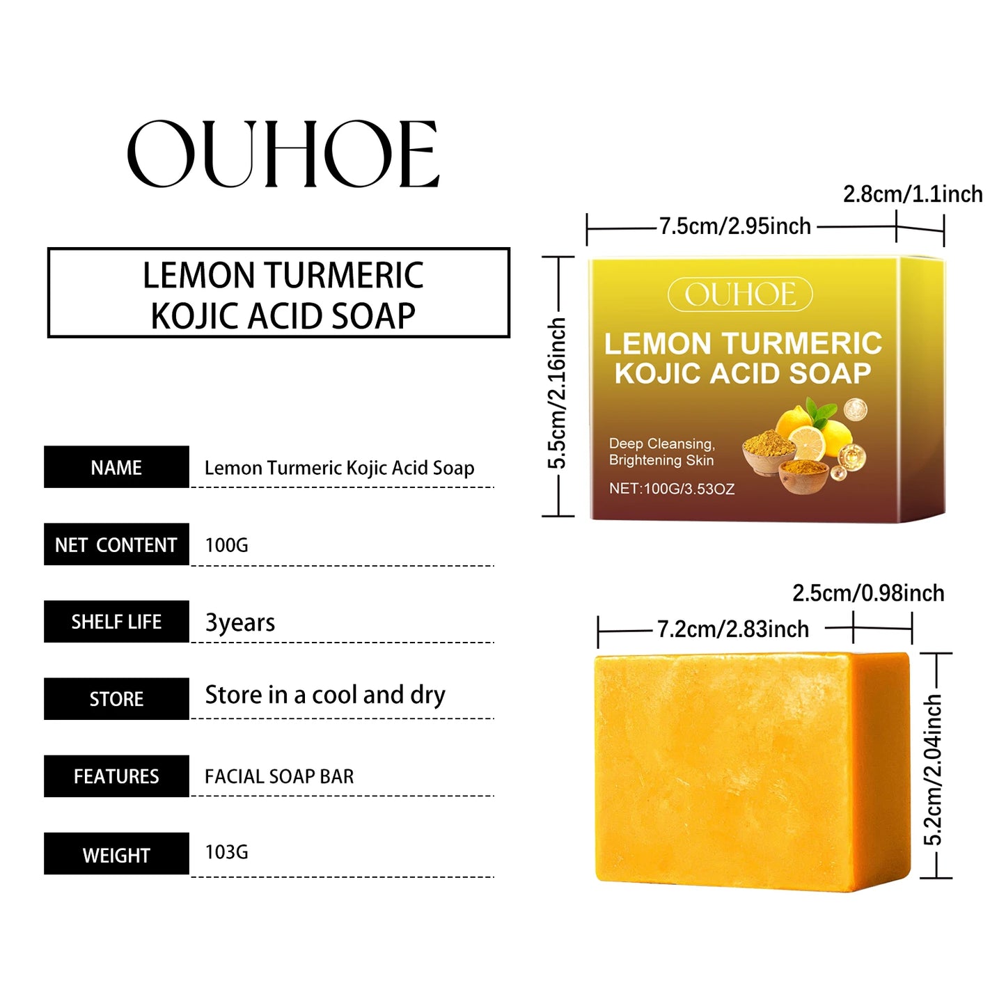 Lemon Turmeric Handmade Soap Lemon Kojic Acid Soap Cleanse