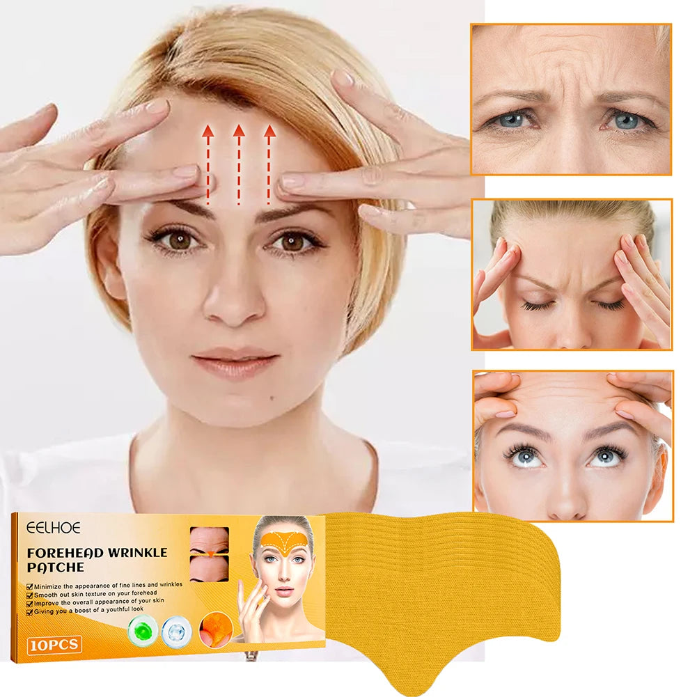 100-10pcs Collagen Forehead Wrinkle Patch Face Mask Head Lines Remover Masks Lifting Anti-Aging Stickers Skin Care Beauty