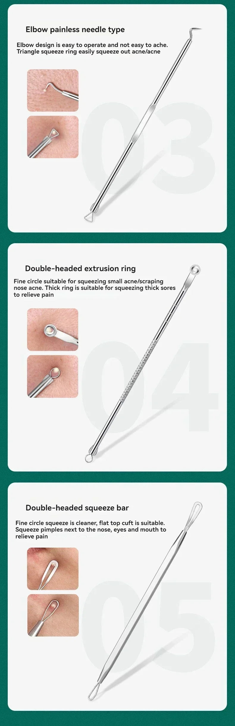 1/3/8PCS Stainless Steel Acne Clip Cell Clip Blackhead Clips Acne Remover Acne Needle Pore Cleaner Beauty Salon Skin Care Tools
