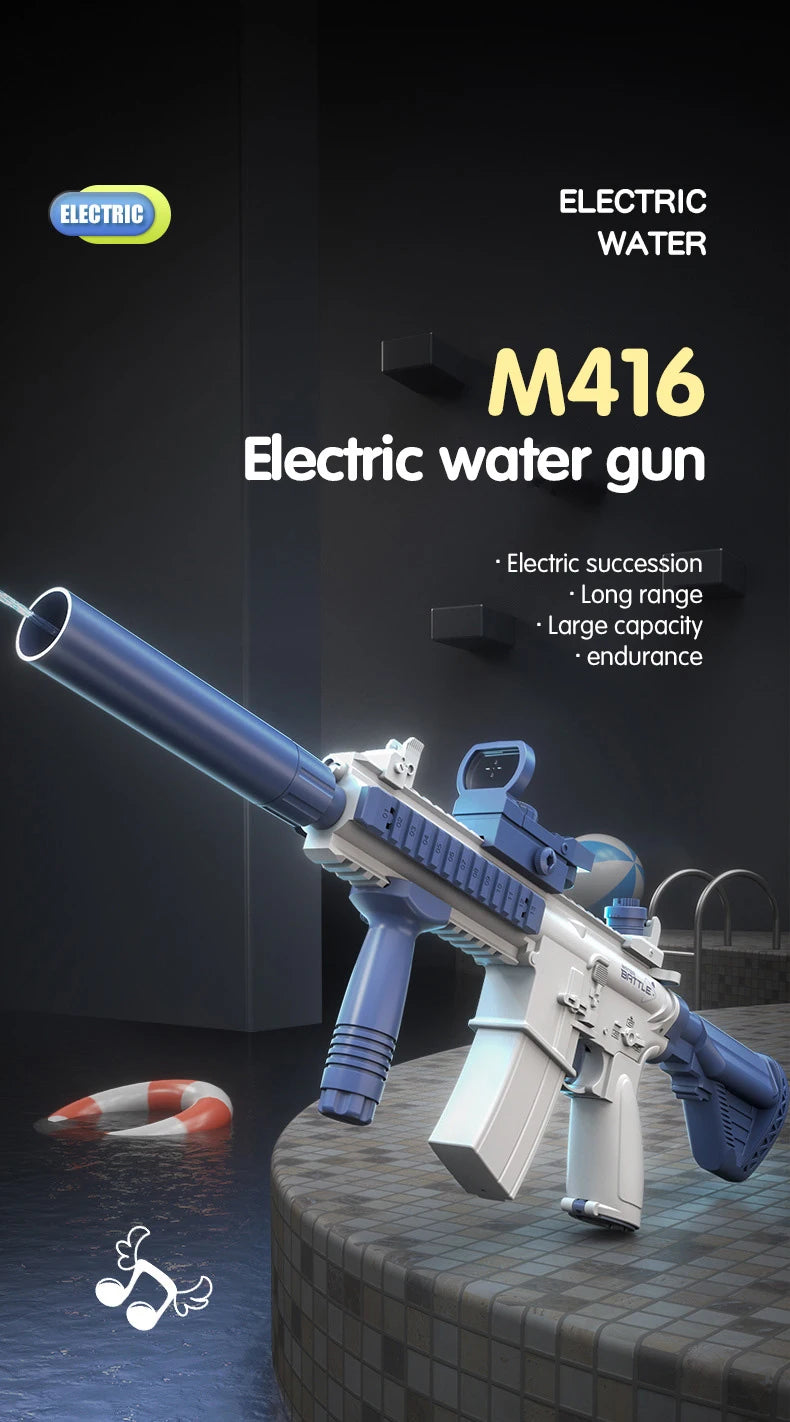 Electric Water Gun Pistol 10M Long Range Portable Guns M416 Children Summer Beach Outdoor Fight Shooting Toys for Boys Kid Games
