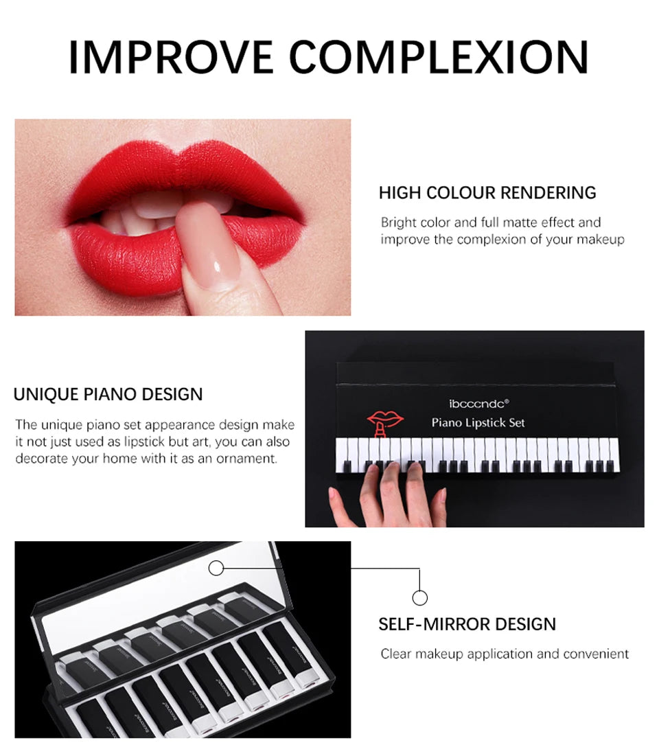 8Pcs/Set Velvet Matte Lipstick Set Long Lasting Waterproof