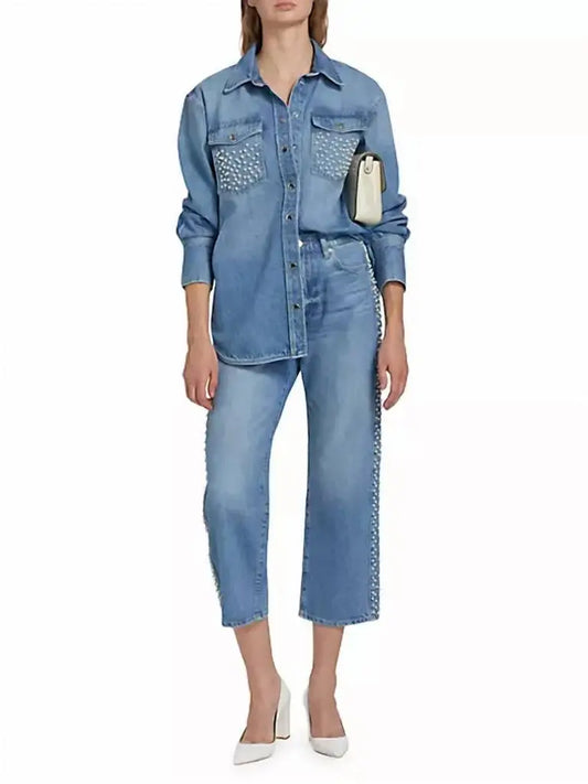 FRAME | Atelier Oversized Shirt Jacket In Daylight Pearl