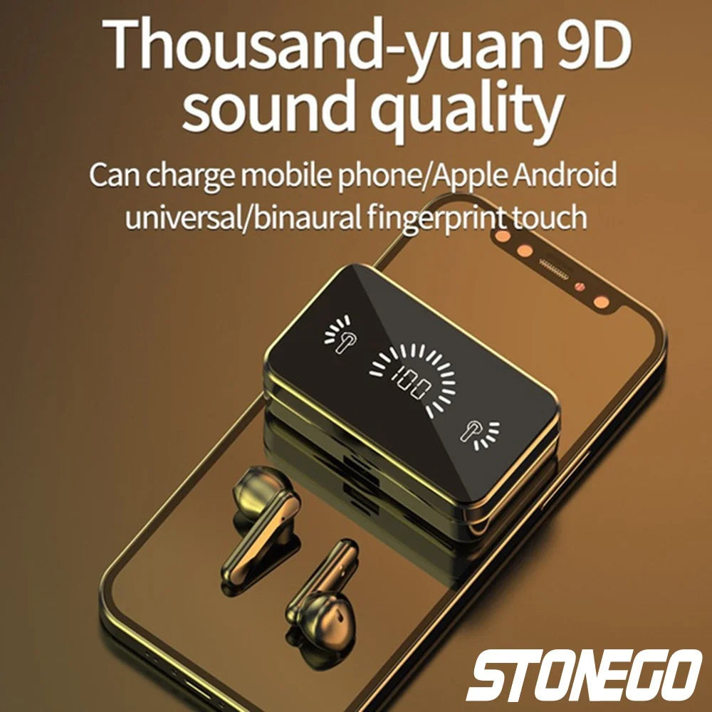 TWS Bluetooth 5.0 Sports Earbuds, Wireless Waterproof Noise-Cancelling Earphones with Charging Case, for Gaming and Music