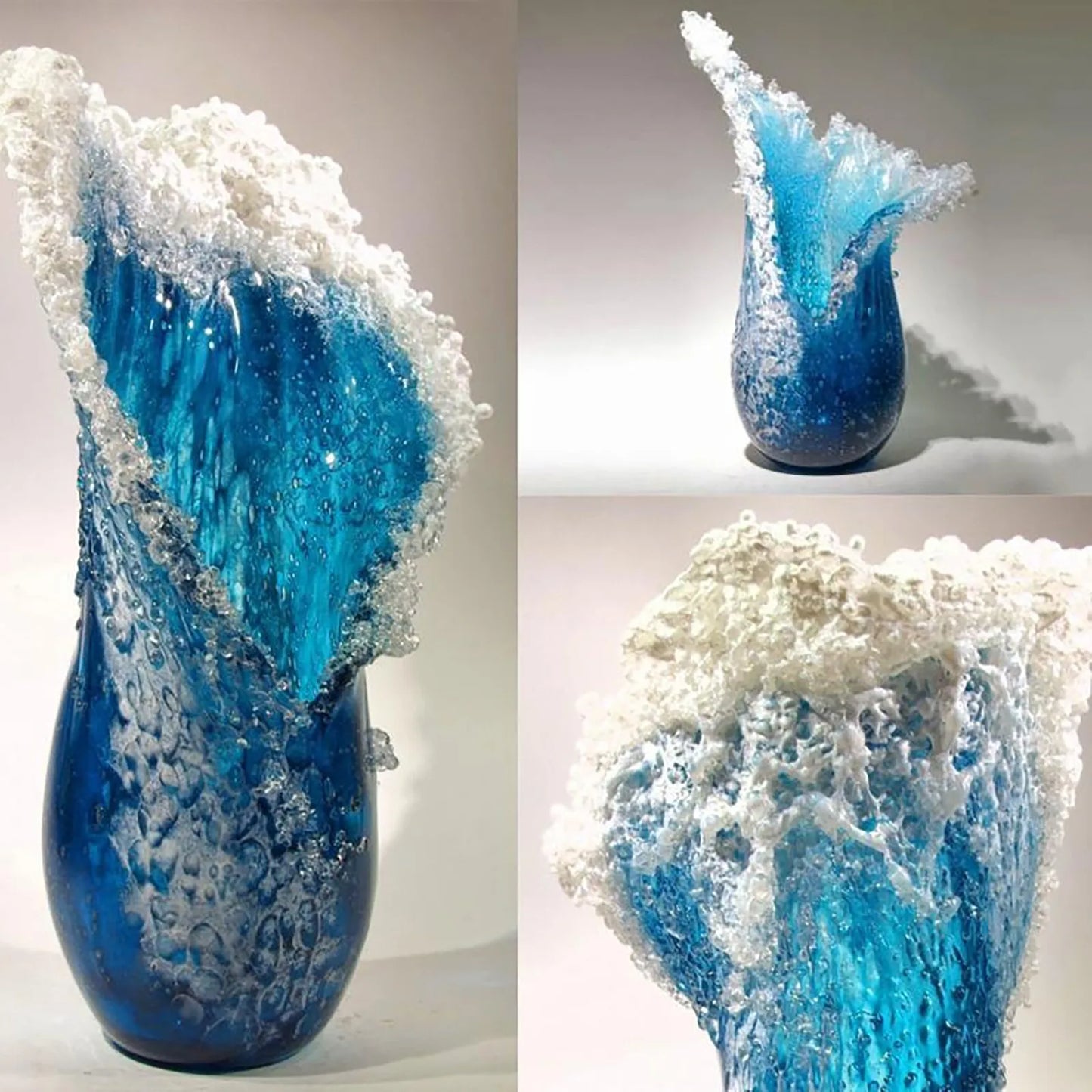 Sea Wave Vase, Wavy Vase Resin Blue Wavy Vase For Office Living Room Decorations Coffee Shop Decor