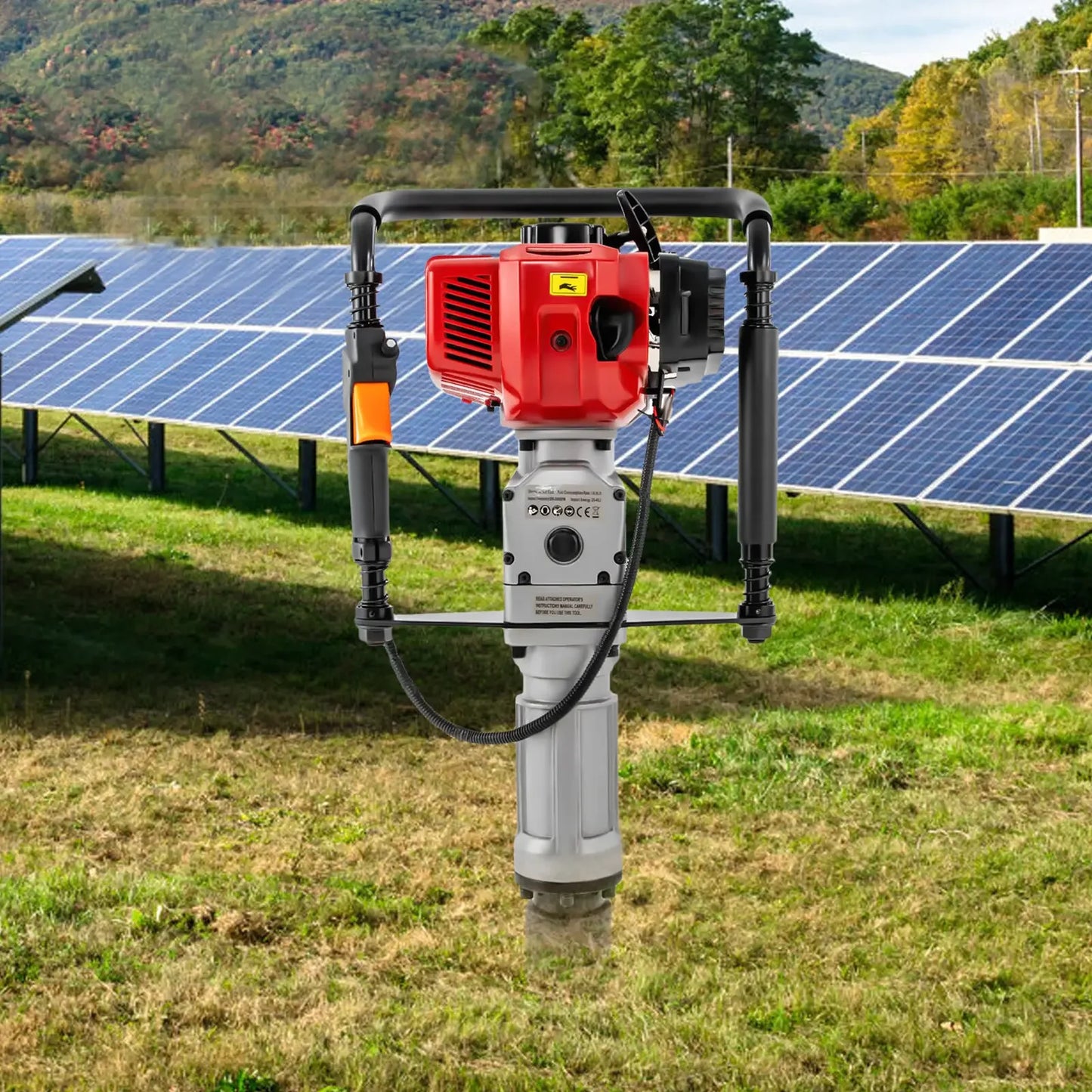 52CC Pile Driver 1900W Gasoline 2 Stroke Post Driver Petrol Garden Fencing Tool Machine 55-70mm Sleeve