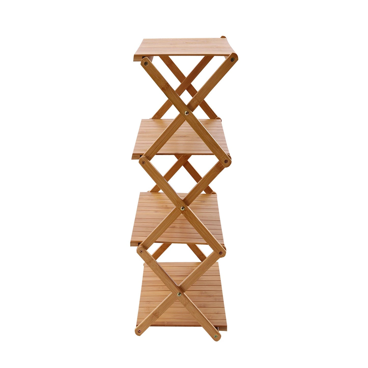 4-Tier Foldable Outdoor Picnic Table, Portable Bamboo Outdoor Shelf for Outdoor Kitchen, RV for Picnic, BBQ (One Second Expand)
