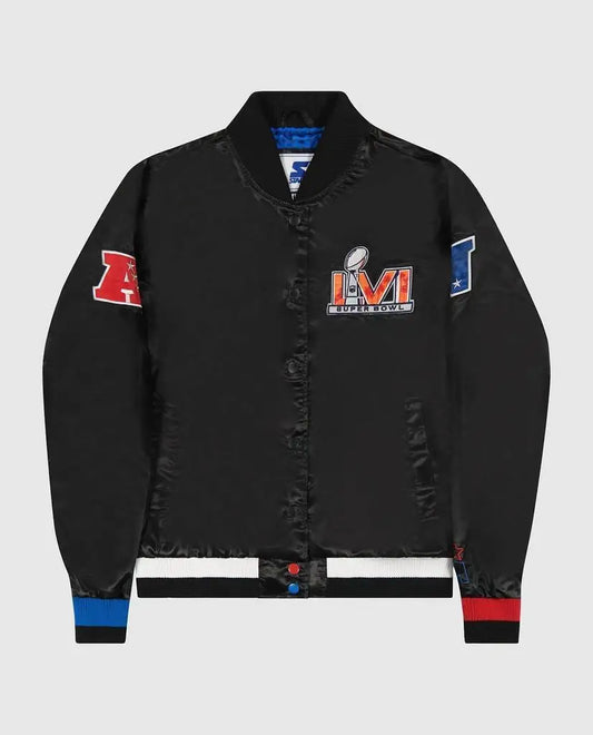 Starter | Women's Super Bowl Lvi Varsity Satin Full-Snap Jacket In Black