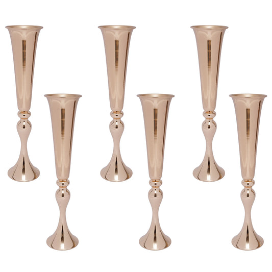 Golden Metal Table Flower Stand Vase 6Pcs Candle Holder 22.2" Tall Wedding Centerpiece Party Event Hotel Decoration