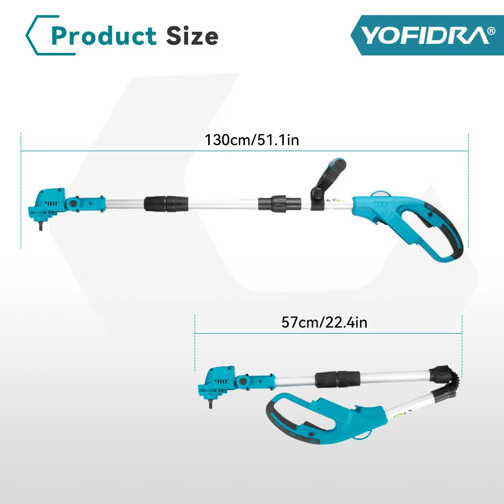 YOFIDRA 9 Inch Brushless Electric Lawn Mower Handheld Cordless Grass Trimmer Length Adjustable Garden Tool For 21V 18V Batter