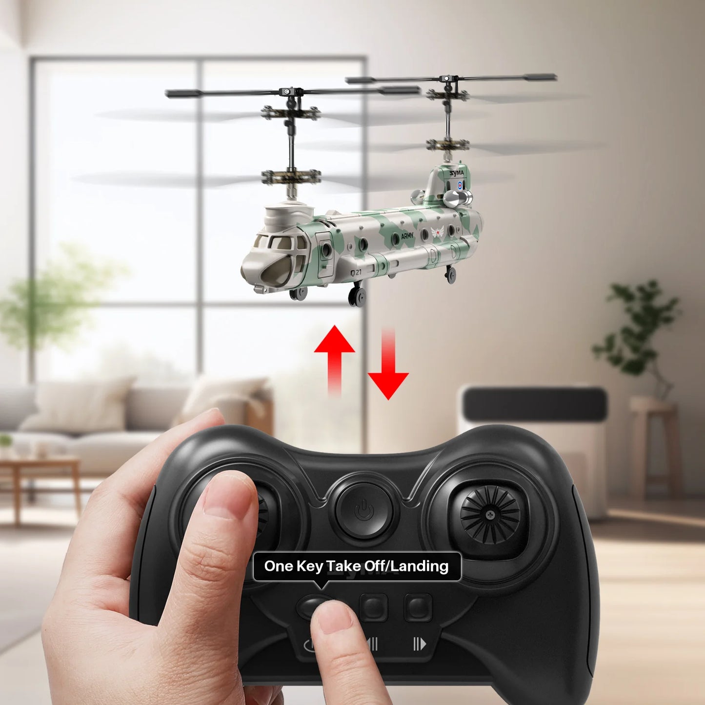 SYMA RC Helicopter Toy, Remote Control Helicopter Q21 Aircraft with Altitude Hold, One Key Take Off/Landing, CH-47 Chinook Toys