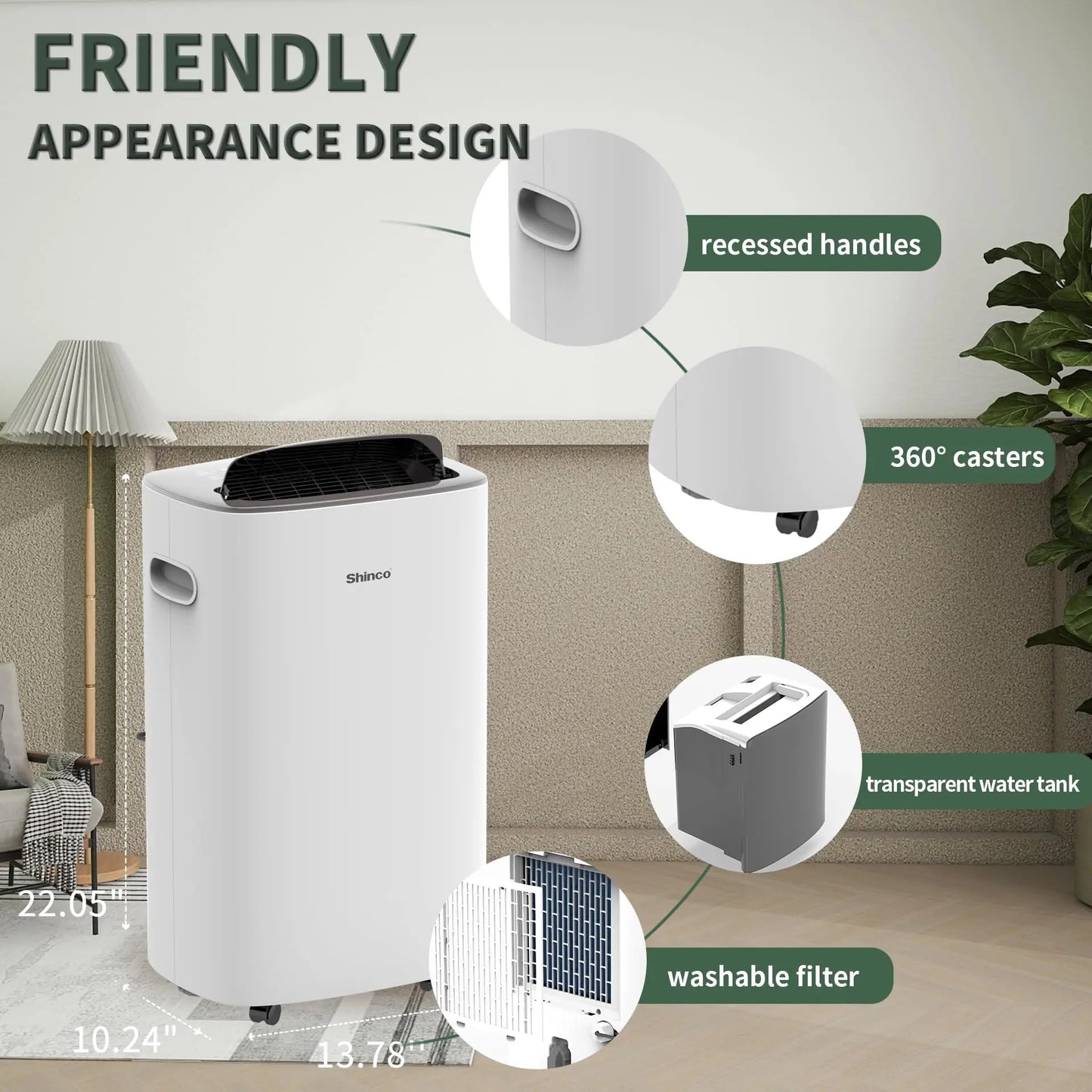 Shinco 86 Pints Dehumidifier for Home and Basements, 5000 Sq.Ft Dehumidifiers with Drain Hose, Auto or Manual Drainage