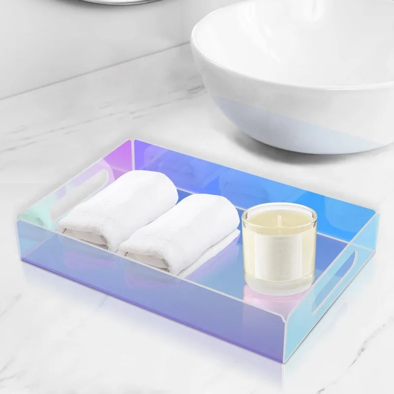 Bathroom Tray Decorative Acrylic Tray Vanity Tray Bathroom Sink Organizer Toilet Tank Tray Modern Bathroom Accessories