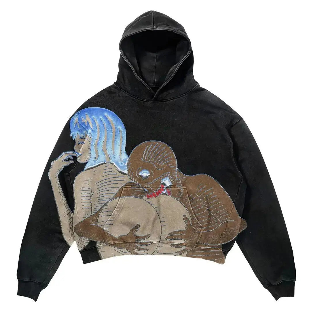 Harajuku Oversized Letter Printing Hoodie Streetwear Sweatshirt Y2k Tops Gothic Clothes Grunge Hoodies Women Men Clothing